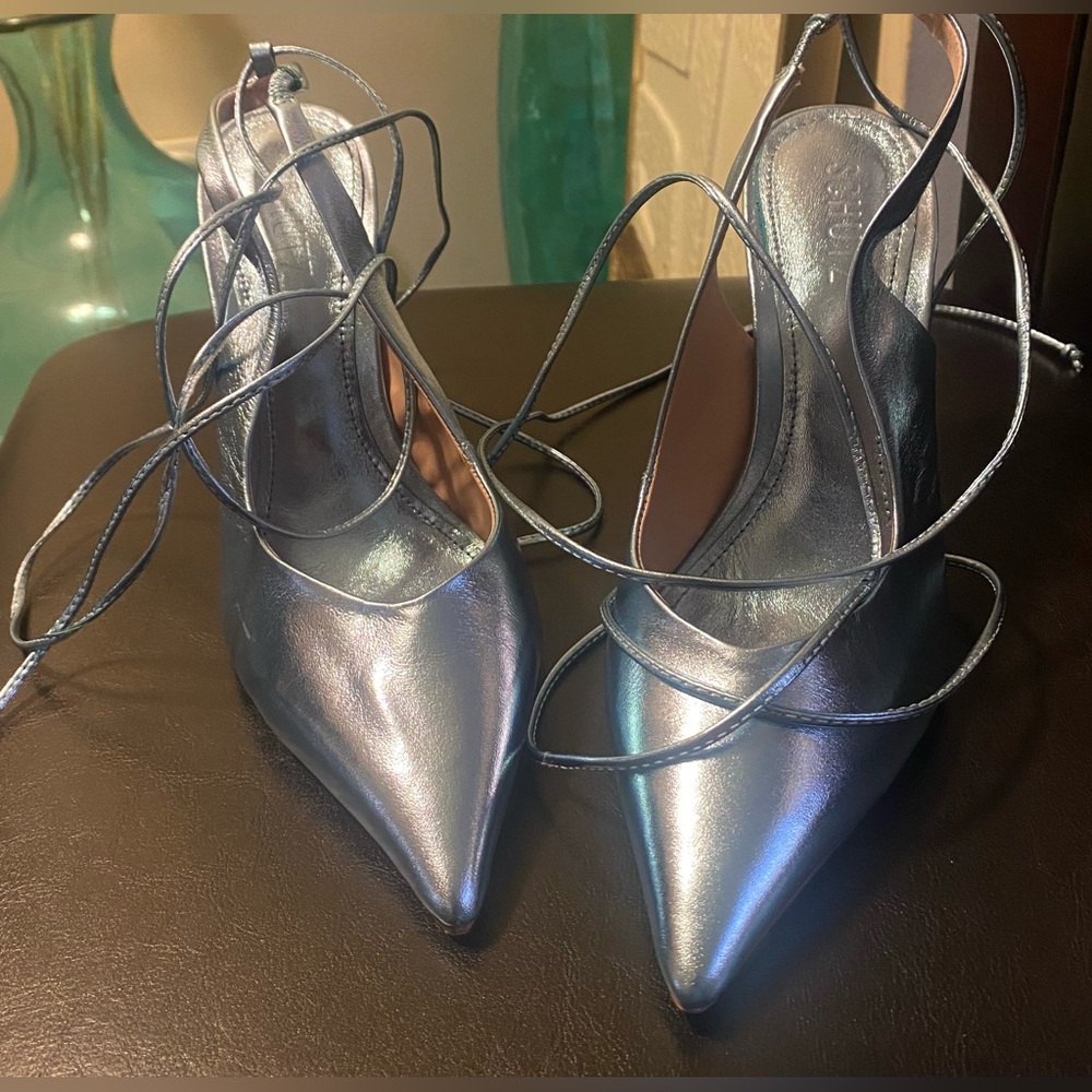 SCHUTZ Metallic Silver Heels